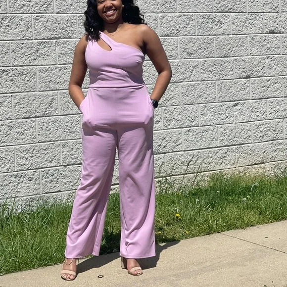 One- Shoulder Lilac Jumpsuit - Picture 7 of 10